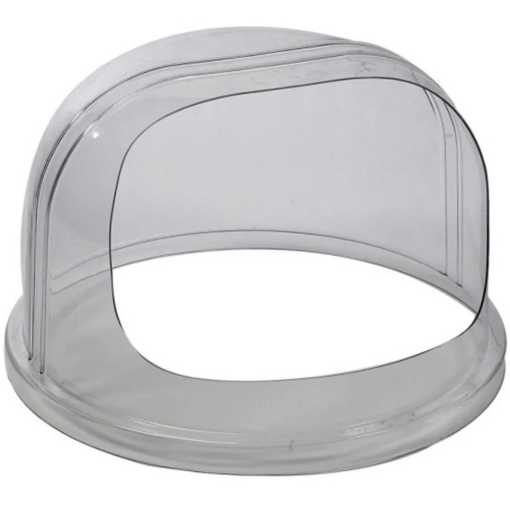 Transparente Vollhaube aus Acryl für Zuckerwattemaschinen, komplett geschlossen mit rundem Design, passend für Geräte mit ca. 67 cm Durchmesser, dargestellt vor weißem Hintergrund.